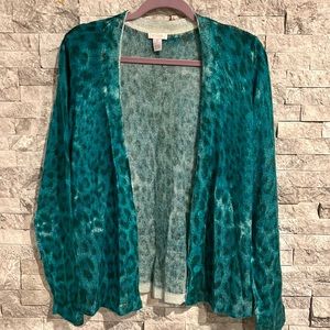 NWOT Chicos cardigan sweater, lightweight, soft, cheetah print, summery, silky